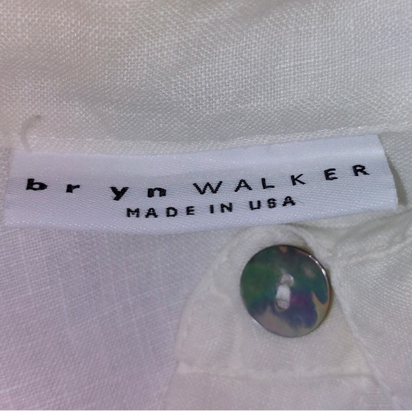 BRYN WALKER Ivory 100% Linen Button Up Shirt Women's Relaxed Fit Made in USA EUC - Picture 7 of 10